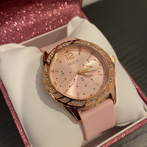 NEW GUESS Sparkling Pink Multifunction Watch - Picture 3 of 9